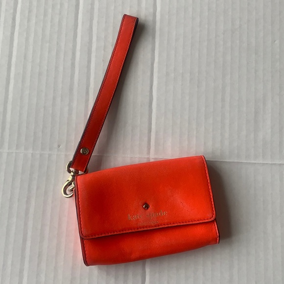 3x$15 KATE SPADE | Small Orange/Red Wristlet - Picture 2 of 9